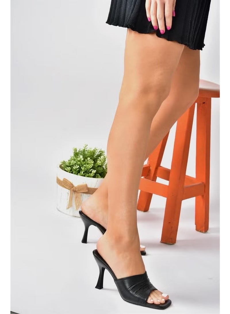 Fox Shoes صنادل نسائية بكعب سميك أسود P590233809 - Image 3